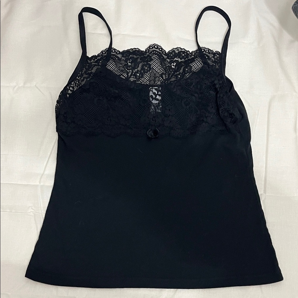 Victoria's Secret Black Lace-Trim Spaghetti Strap Camisole